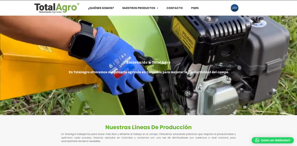 Portada del proyecto Página Web TotalAgro